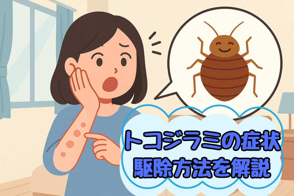 トコジラミに腕を刺された女性のイラスト