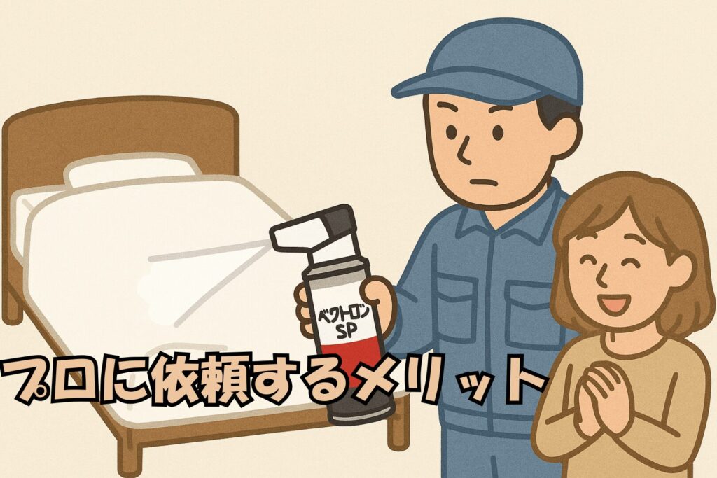 男性と女性がベッドにベクトロンSPを使っているイラスト