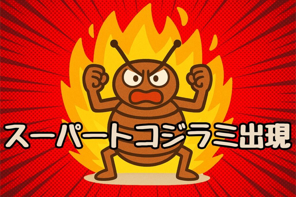 トコジラミの後ろに炎が立ち上がっているイラスト