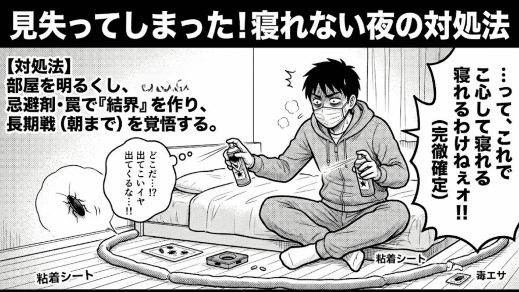 ゴキブリを見失って部屋の中を探すイメージ