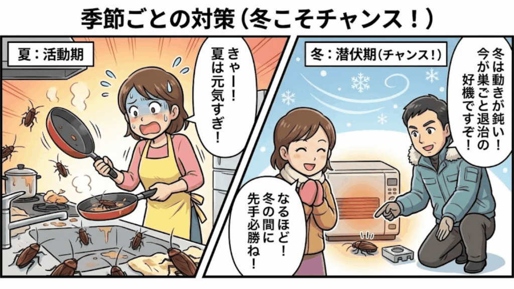 冬に行うゴキブリ駆除のメリットイメージ