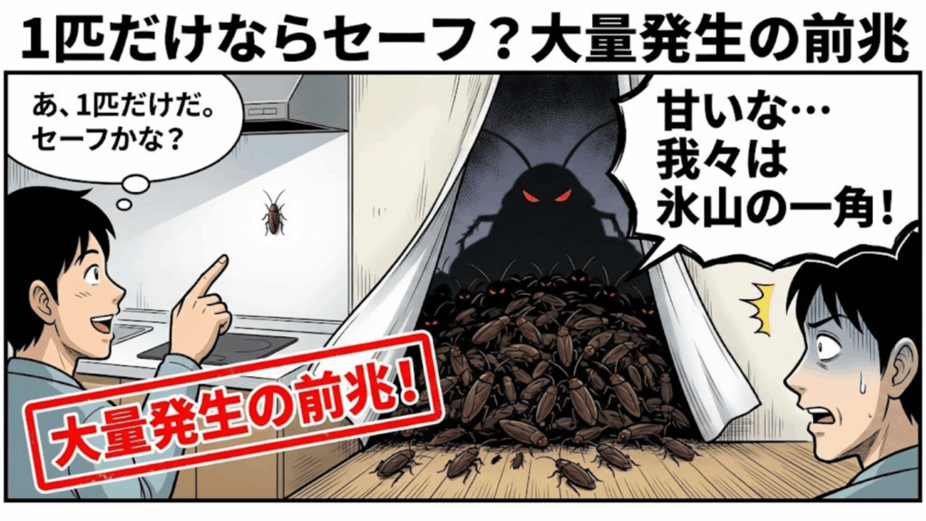ゴキブリが1匹いた時の大量発生リスクイメージ