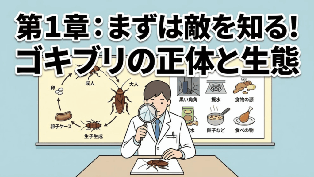 ゴキブリの生態を知ることが駆除の第一歩というイメージ