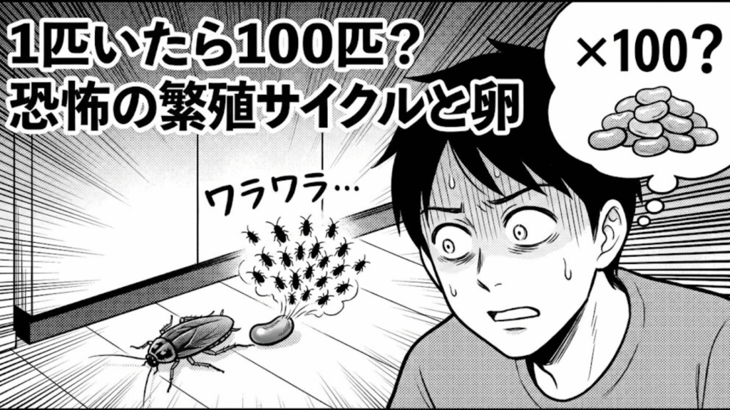 ゴキブリの繁殖スピードと卵の危険性のイメージ