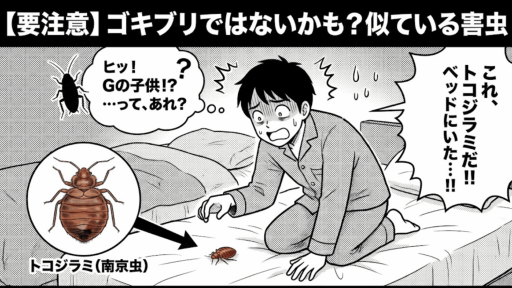 ゴキブリに似ているトコジラミやその他の害虫のイメージ