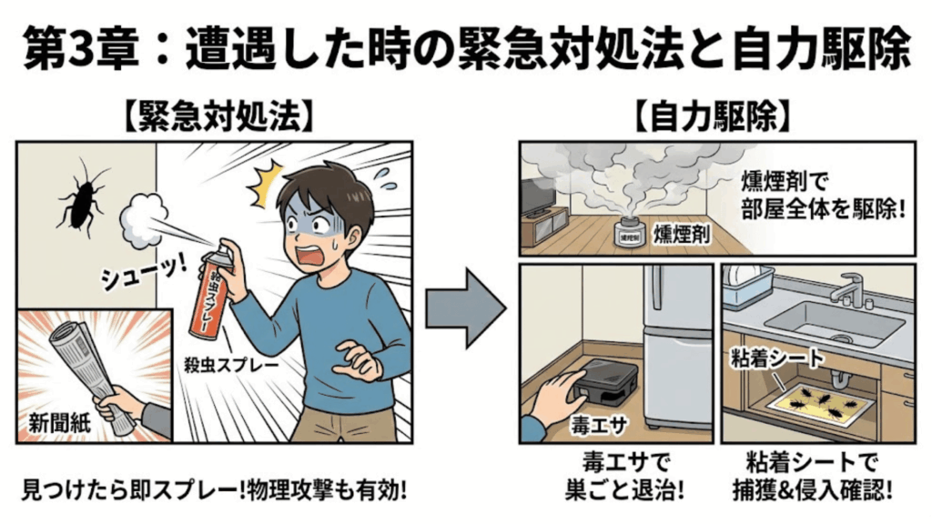 突然ゴキブリに遭遇して驚く人のイメージ