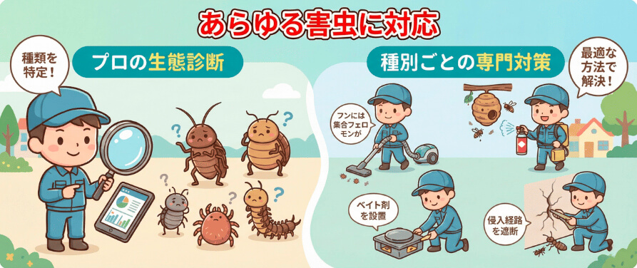 あらゆる害虫に対応！種別ごとの専門的な駆除アプローチ