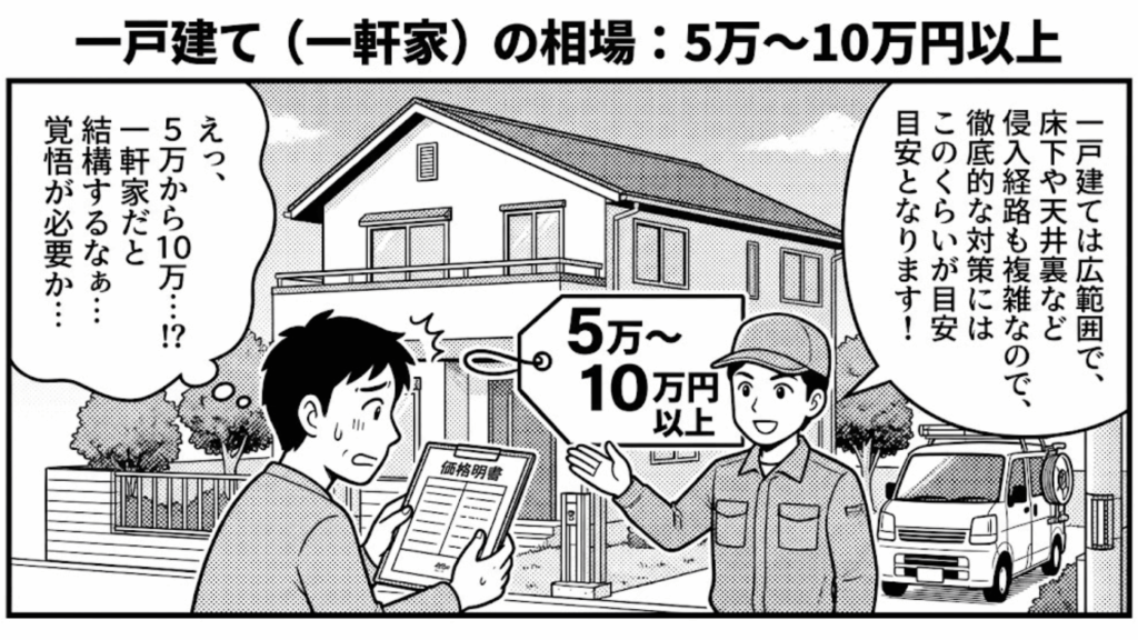 一戸建てのゴキブリ駆除費用は床下や外周処理を含むため高額になる
