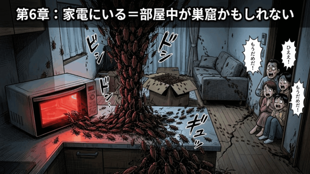 家電にゴキブリがいる場合は部屋全体が汚染されている可能性が高い