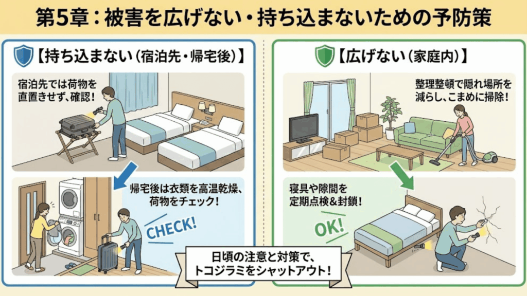 トコジラミの侵入を防ぐ予防策のイメージ