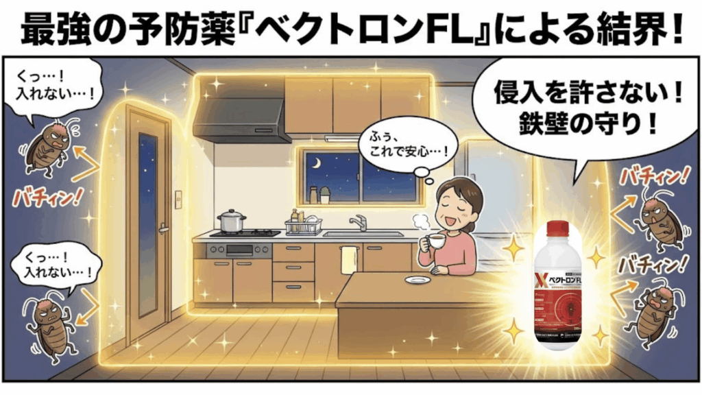 ベクトロンFLを使用した結界作戦による予防効果