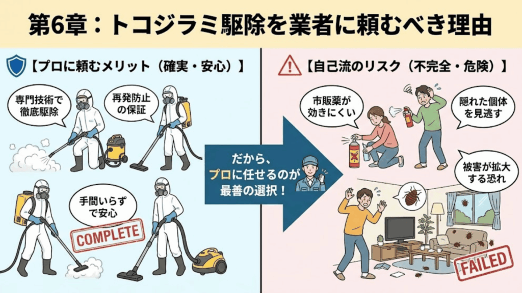 専門業者にトコジラミ駆除を依頼するメリットのイメージ