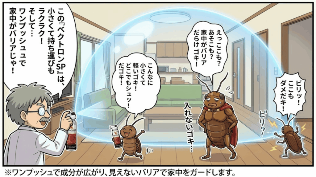 ワンプッシュで簡単に部屋中をバリアできる利便性