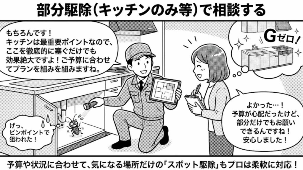 キッチンのみなどの部分駆除でコストダウン