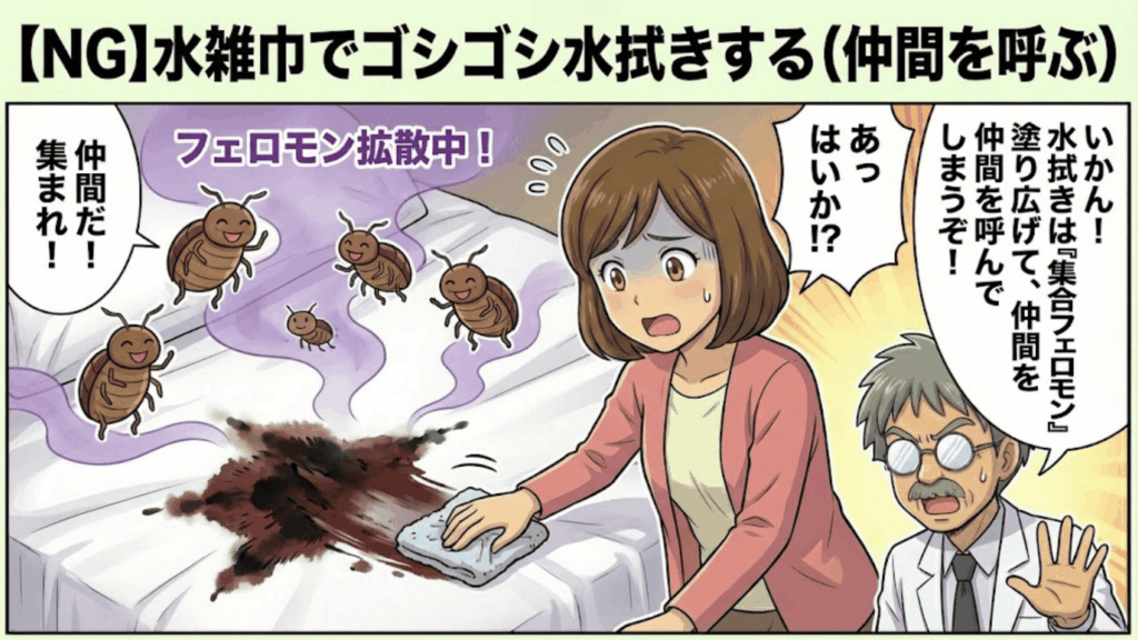 水拭きでフェロモンを拡散させてしまうNG行動