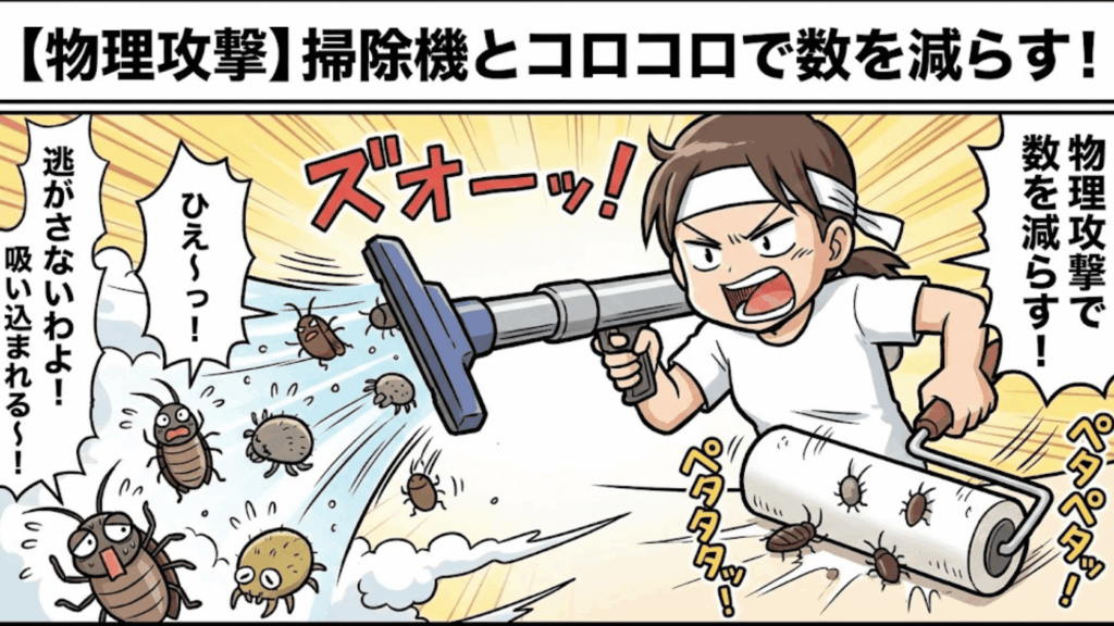 掃除機や粘着テープを使った物理的な駆除方法