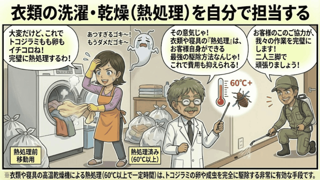 衣類の熱処理を自分で行うことによるコスト削減