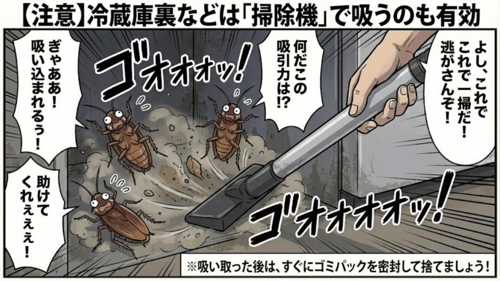 冷蔵庫のコンプレッサー室などを掃除機で吸い取る方法