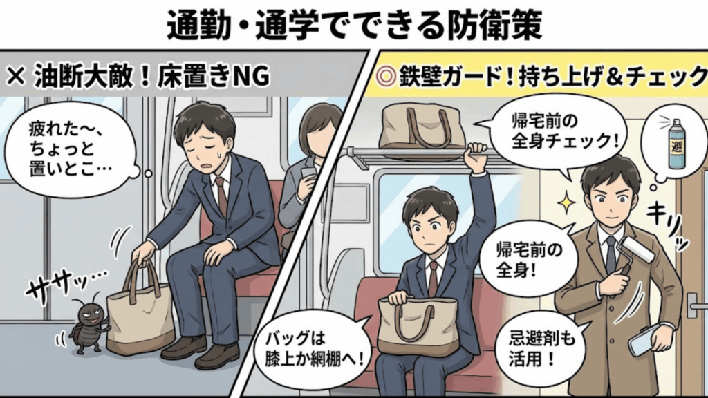電車内でのトコジラミチェックと対策方法