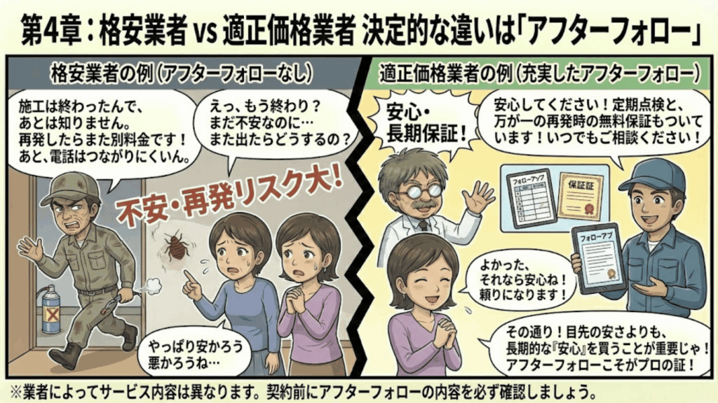 格安業者と適正価格業者のサービス比較