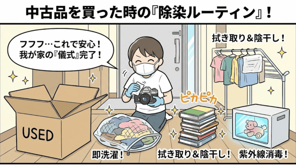 古着の熱湯洗濯や乾燥機による除染ルーティン