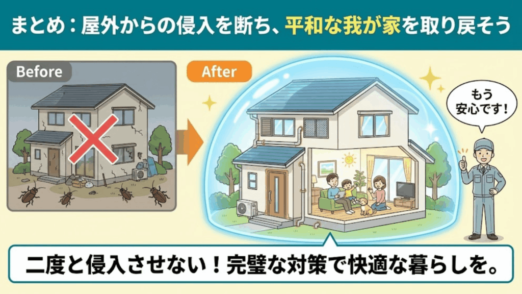 ゴキブリのいない平和な生活を取り戻すイメージ