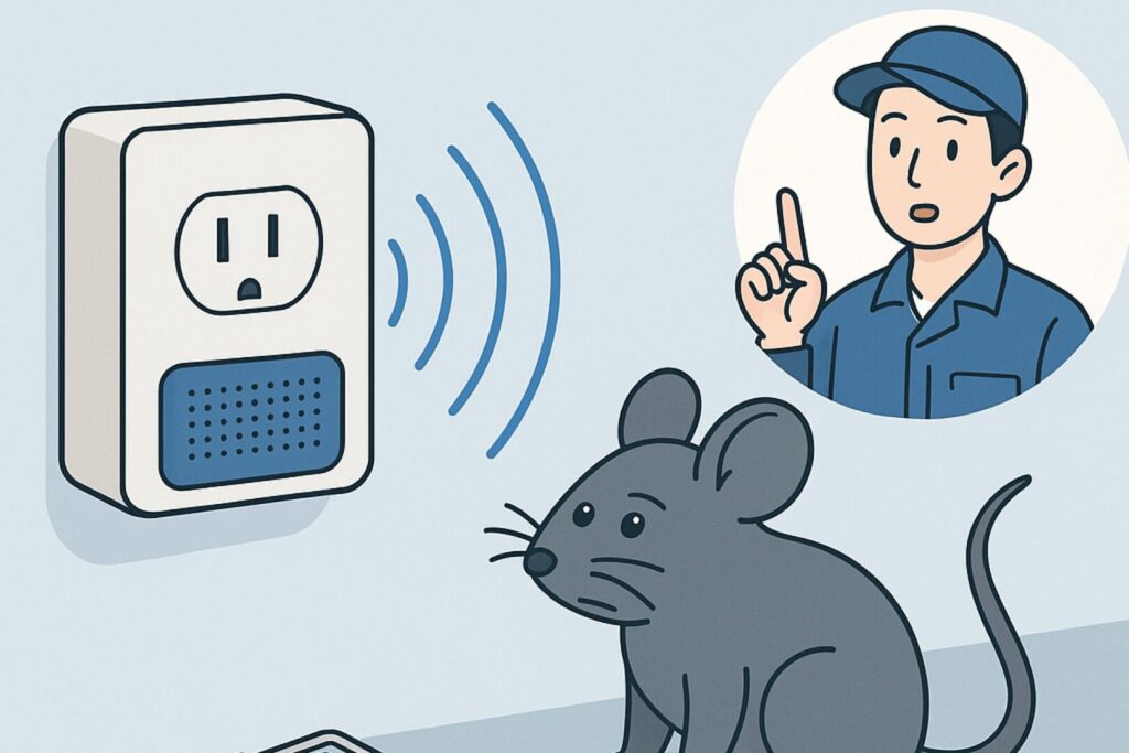 ネズミと作業員のイラスト