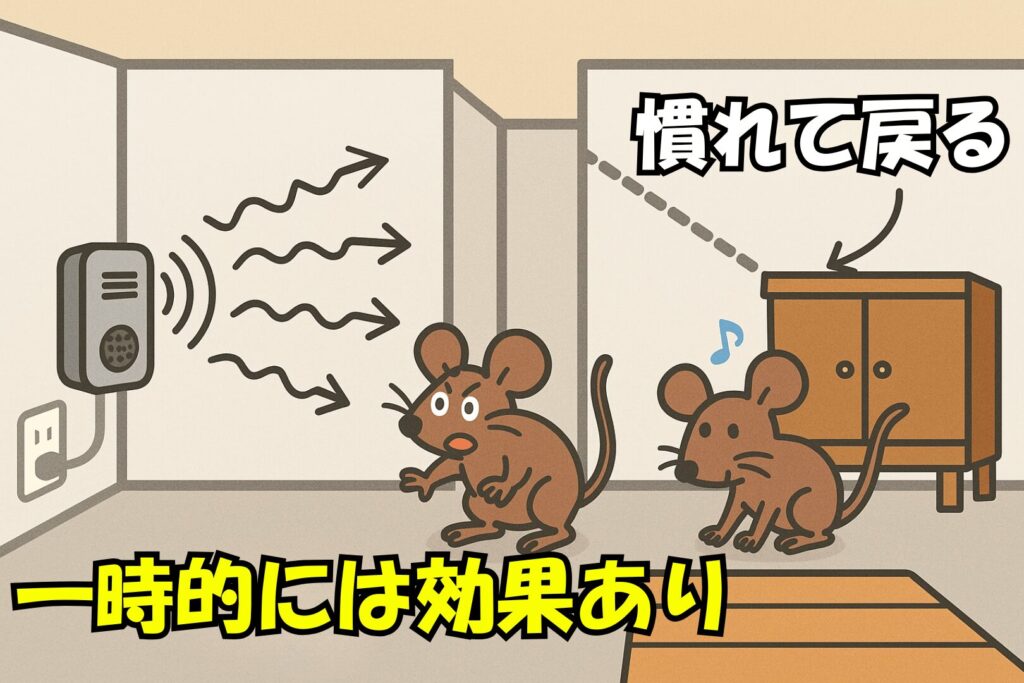 超音波に慣れてしまうネズミのイラスト
