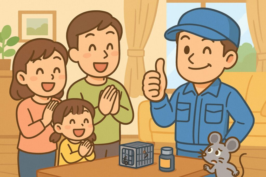 家族と業者のイラスト