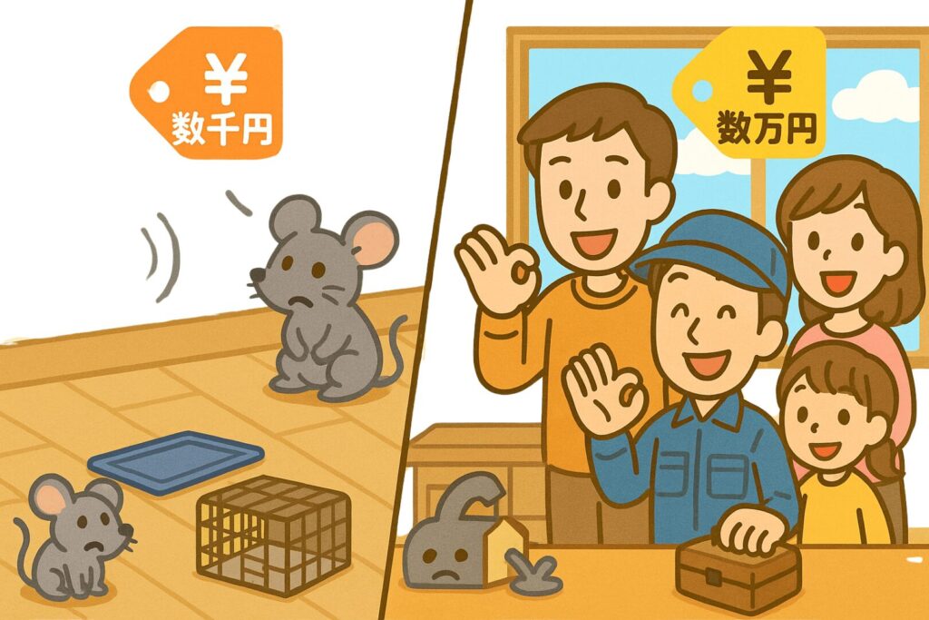 業者依頼と超音波機の費用比較のイラスト