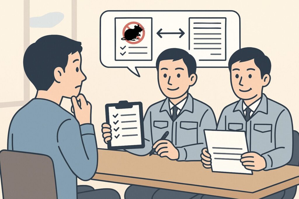 依頼者と業者が面談しているイラスト