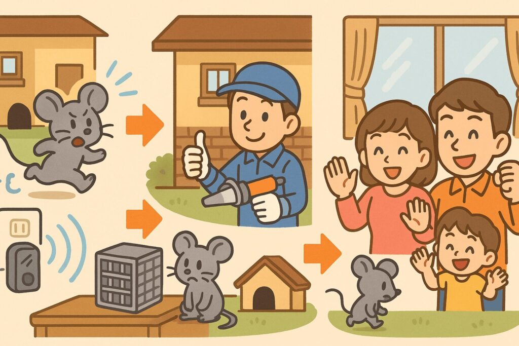 再発しても対応している作業員のイラスト