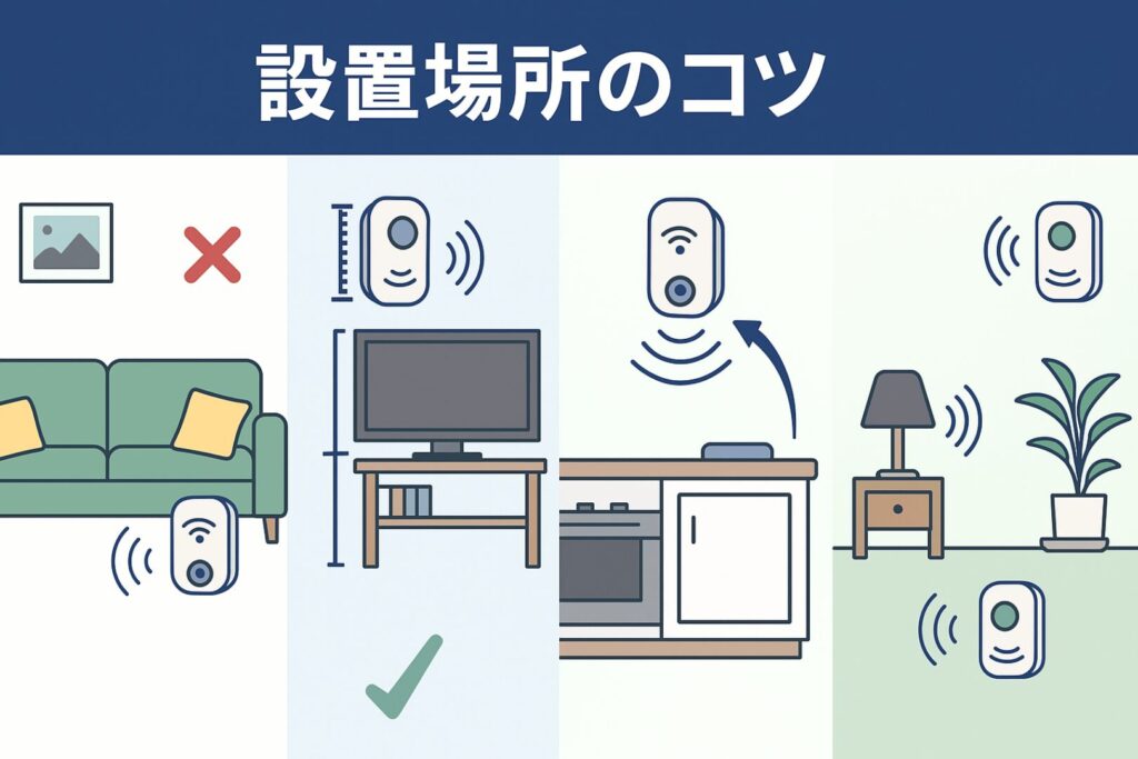 超音波機を設置するオススメの場所のイラスト