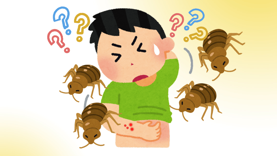 ダニに刺されて痒がっている男の子のイラスト