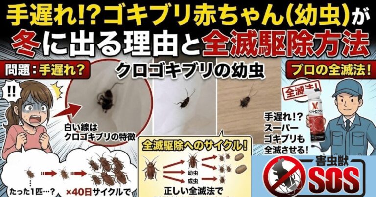 ゴキブリの赤ちゃんが冬に出る理由と全滅駆除方法のイラスト