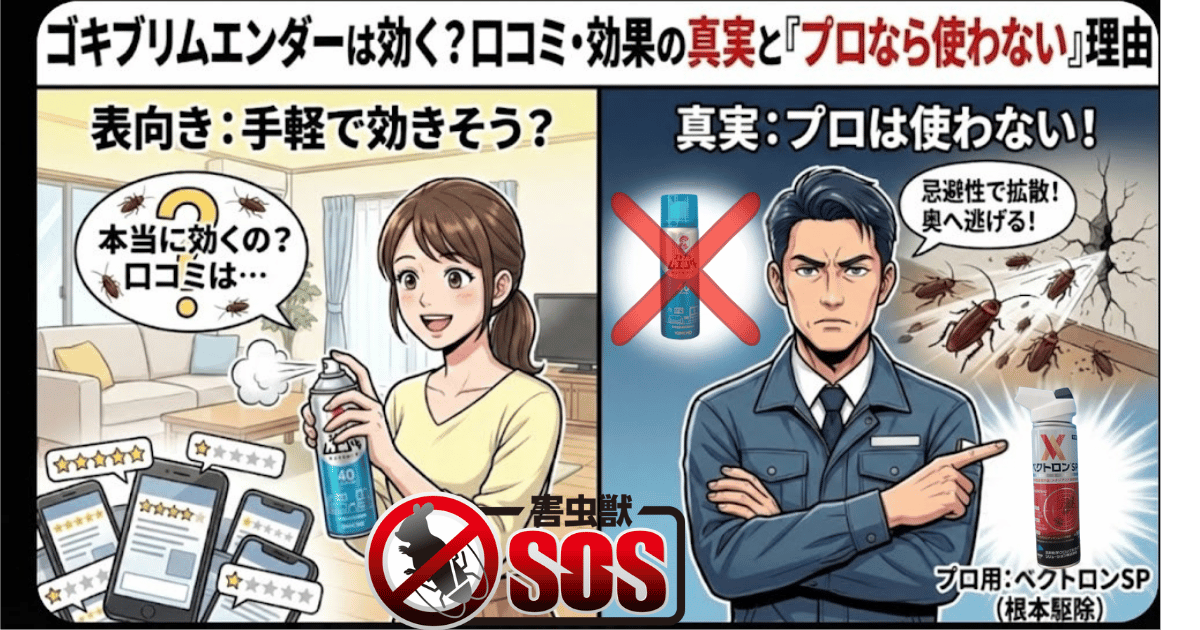 ゴキブリムエンダーはプロは使わないイラスト